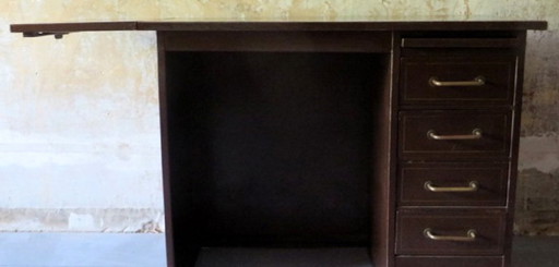 Petit bureau en métal avec rallonge par Roneo, France, années 1920