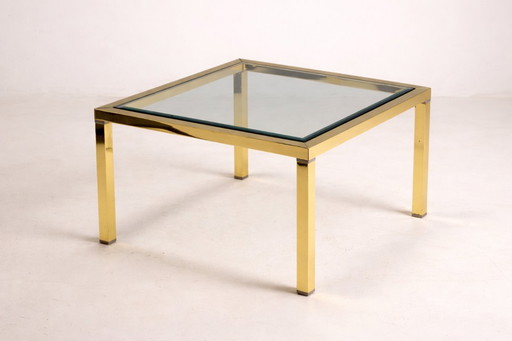 Brass and Glass Coffee Table, 1970s, Europe
