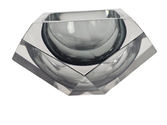 Image 1 of Murano - Flavio Poli - Seguso - Sommerso - Aschenbecher - Klarglas - Grau - Italien - 1960er Jahre