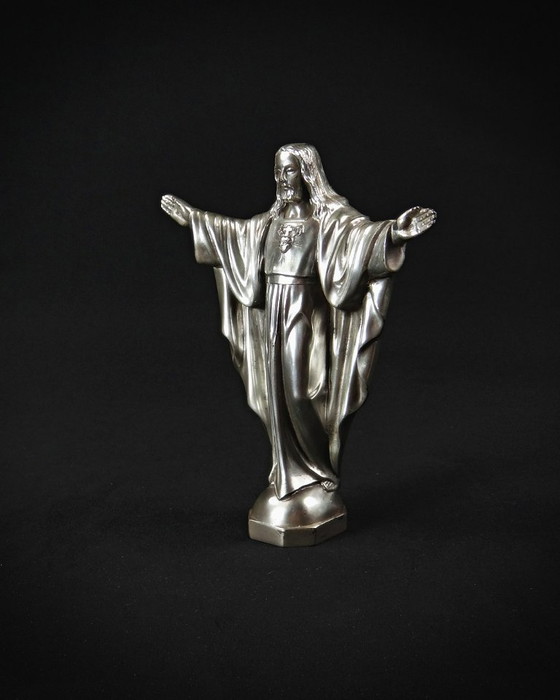 Image 1 of Heilig Hart van Jezus Christus beeldje in regula uit de Art Deco periode