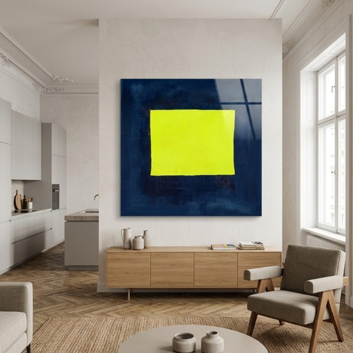 Wabi Sabi Abstract Neongeel 95×95 cm | Kunstwerk op 5 mm acrylglas | Tentoonstellingsstuk – giclee prints (photo 2 of 5)