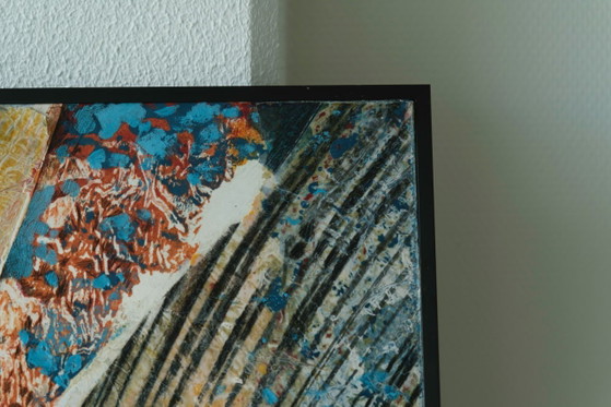 Sikko Mulder - Abstract Composition in Orange and Blue Mixed Media Painting, 1993 – Paintings & Drawings, Wood (photo 4 of 5)