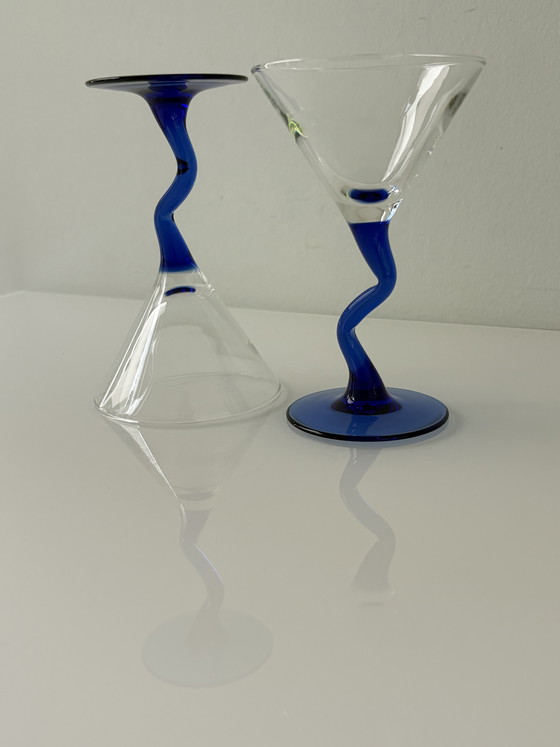 Image 1 of Set van twee 1980’s martini-glazen in Memphis-stijl van Liberty Glass