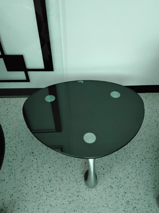Image 1 of Set of Leolux Chi chairs with side table, footstool, and cushion.