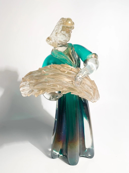 Sculpture en verre de Murano irisé avec feuille d'or par Archimede Seguso, années 1940