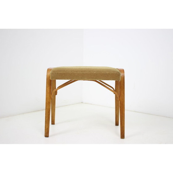 Image 1 of Vintage Thonet pouffe in wood and fabric, Czechoslovakia 1970