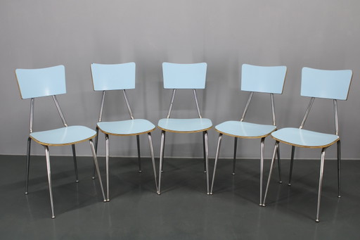 1970S Set Of Five Dining Chairs  ,Italy 