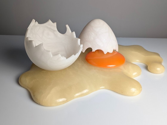 Marco Ricciardi Broken Egg Alabaster Table Lamp Sculpture, Italy, 1980s – Metal, Plastic (photo 6 of 21)