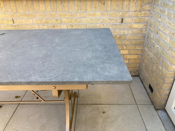 Cast iron garden table with hard stone top 160x80 cm – Metal (photo 4 of 8)