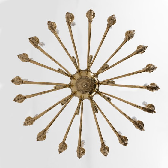 Image 1 of Italian Neoclassical Style 20-Light Brass Chandelier, 1950s