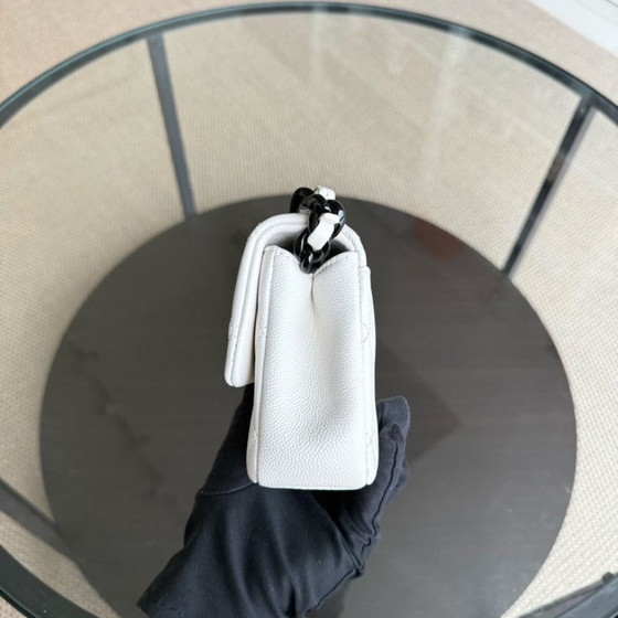 Image 1 of Chanel Seasonal Flap Mini - 20CM Caviar My Everything Bag Quilted Grained Calfskin White Calfskin Black Hardware Series 3