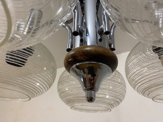 Vintage EMI Poljčane 5-Light Sputnik Chandelier, 1980s – Chrome, Glass (photo 9 of 16)