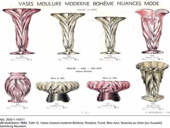 Image 1 of Vaso in vetro Rosaline in stile Art Déco di Rudolf Schrötter per Inwald