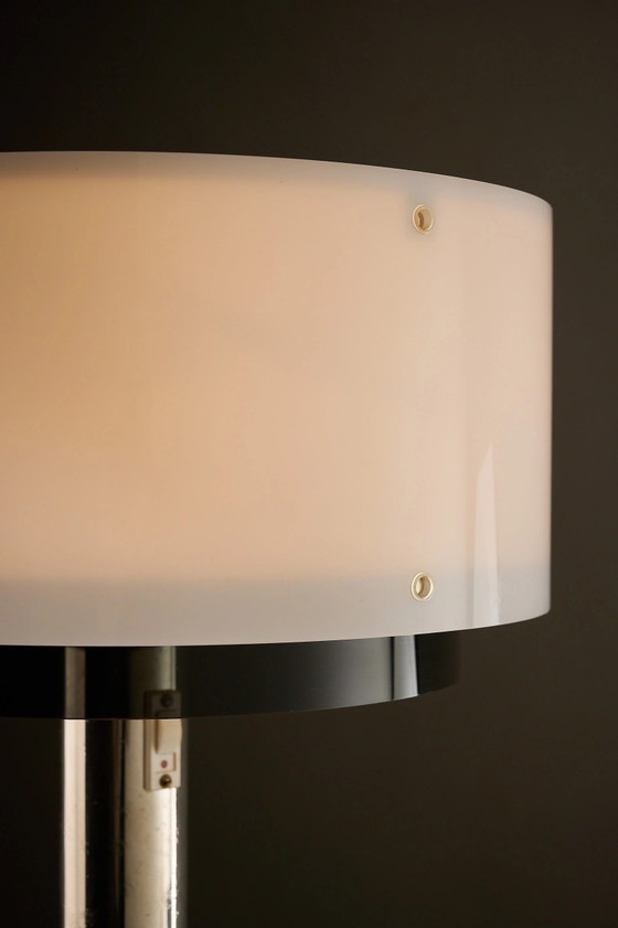 Artiforte Cylindric Acrylic and Chrome Table Lamp, White (photo 2 of 10)