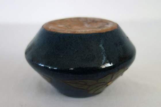 Art Nouveau ceramic Vase by Schlibs, France, 1920s, Blue, Vintage (photo 7 of 8)