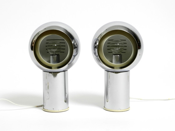 Image 1 of Paar schöne große Mid Century Space Age Chrom Tischlampen - Made in Italy