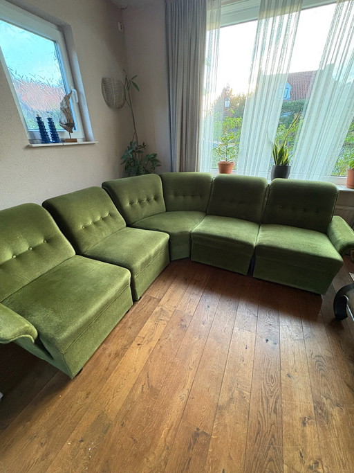 Sofá esquinero modular verde vintage años 70