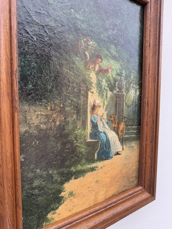 Quadro Scena Galante XIX Secolo Pol Noël – Dipinti e disegni, Tela, Legno (photo 4 of 13)