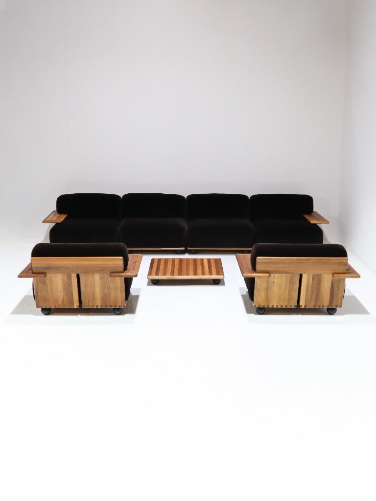 Modular Pianura sofa set Mario Bellini Cassina brown Italy 1970s