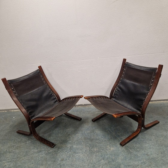Image 1 of Set Ingmar Relling Siësta Chair Sedie Poltrona vintage in pelle cognac Westnova anni '60/'70