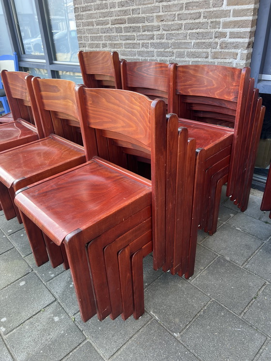 Image 1 of 10x Vintage Plywood Stapelstoel ‘60