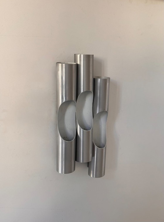 Set van 3 Vintage Fuga Wandlampen van Raak, Geborsteld Aluminium, Nederland 1970 – Metal (photo 5 of 7)