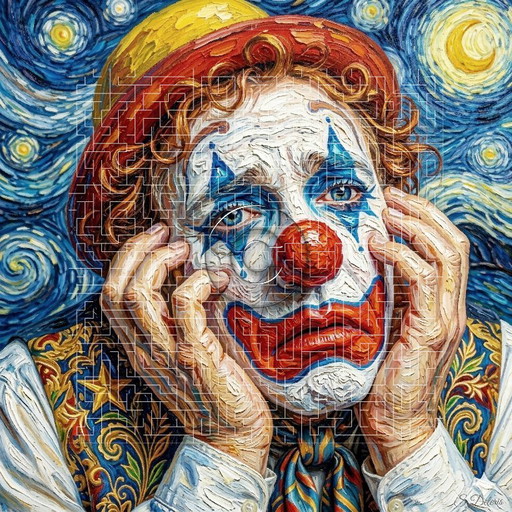 Painting / Sad Clown Van Gogh / (60x60) Cm