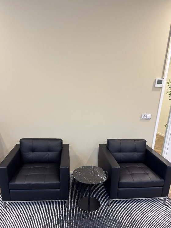 Image 1 of Walter Knoll Foster set – 2 Foster 502 armchairs – black leather – top condition