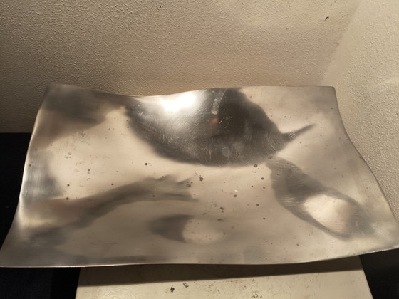Image 1 of Ciotola scultura in alluminio con onda modernista dal design vintage