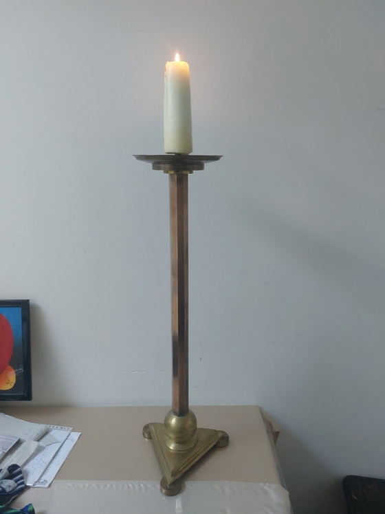 Portacandele da Terra 1900/1920 92 Alto 5.6 Kg Metodo di Fusione in Sabbia – Brass (photo 7 of 7)