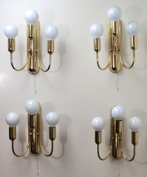 Image 1 of Lampade da parete vintage in ottone in stile Hollywood Regency di Sölken Leuchten