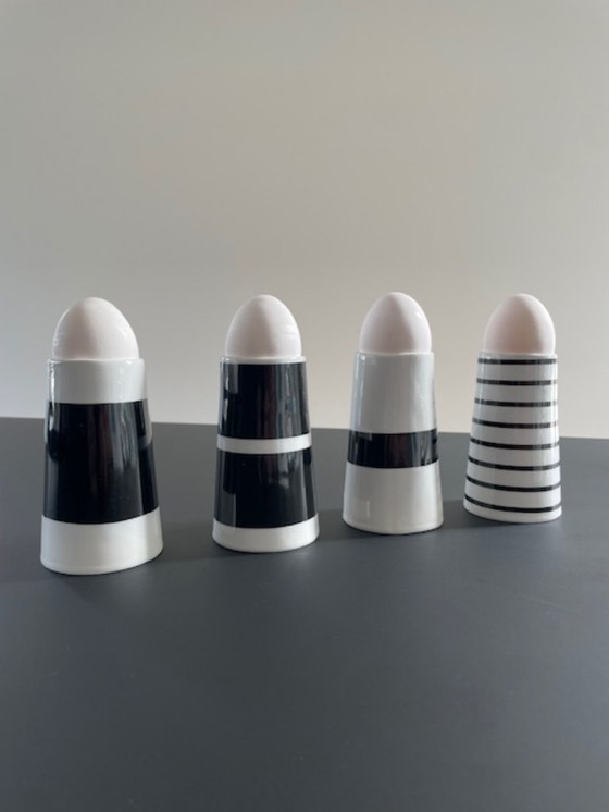 Image 1 of Set of 4 Scandinavian design porcelain egg cups