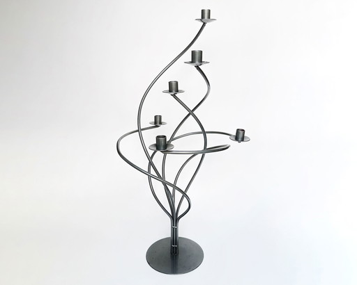Candelabro vintage de metal negro