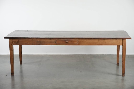 Image 1 of Grande tavolo da pranzo antico francese XXL in stile fattoria con due cassetti