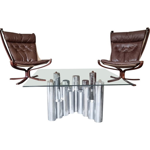 Vintage Couchtisch "Cylinders" aus verchromtem Metall, Italien 1970
