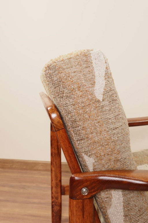 Sillón vintage con cojines diseñado por Zenon Bączyk, Polonia, década de 1960, completamente restaurado.