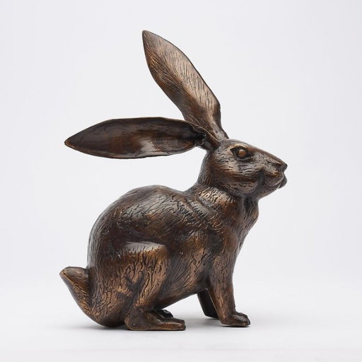 Sculpture Lièvre Bronze 35 Cm