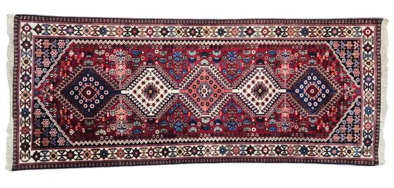 Image 1 of Hand-knotted Persian wool Yalameh rug runner Mint 81x193cm