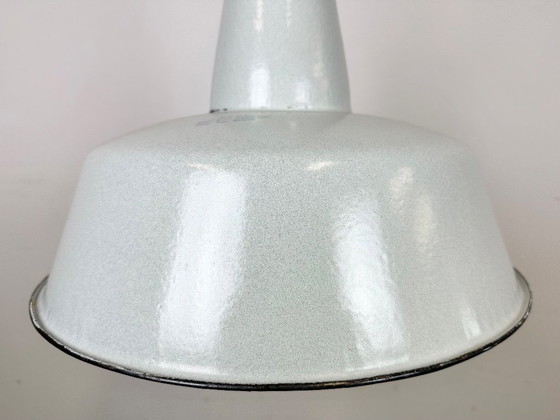 Image 1 of Large Industrial Grey Enamel Factory Pendant Lamp from Zaos, 1960s