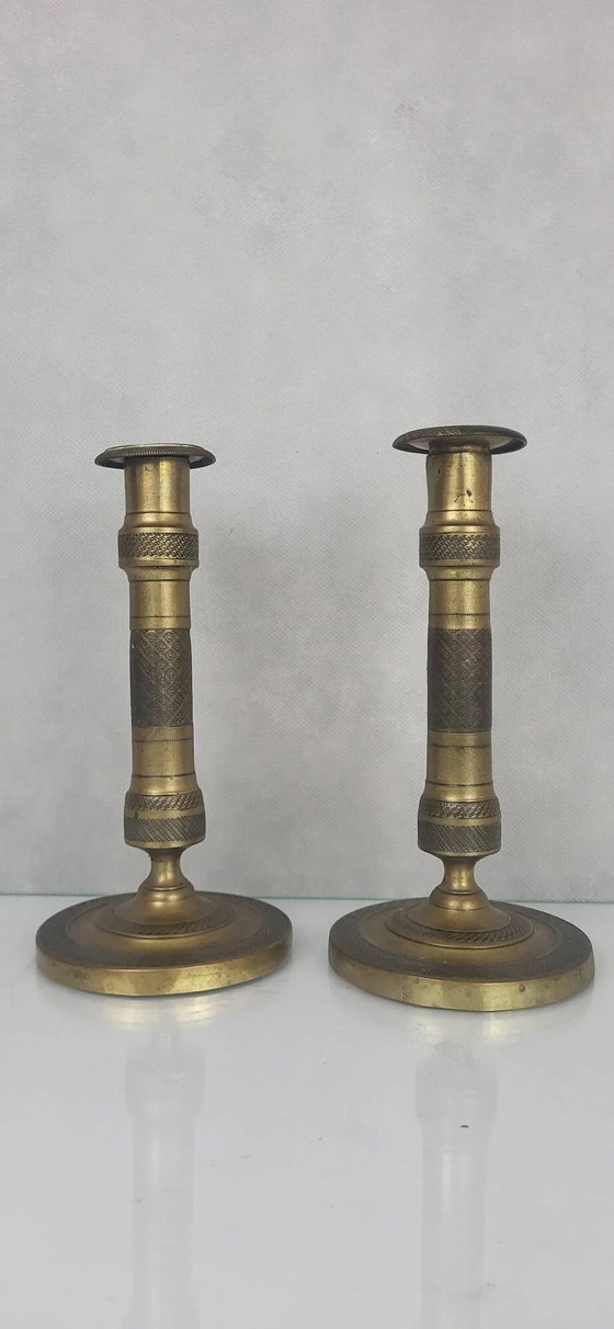 Paar Empire Kerzenhalter – Brass (photo 5 of 9)