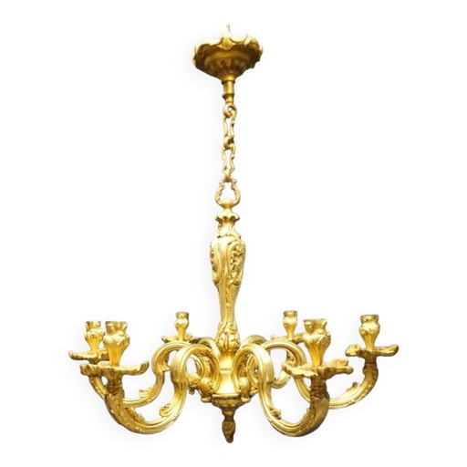 Lustre massif en bronze pour bougies. – kroonluchters