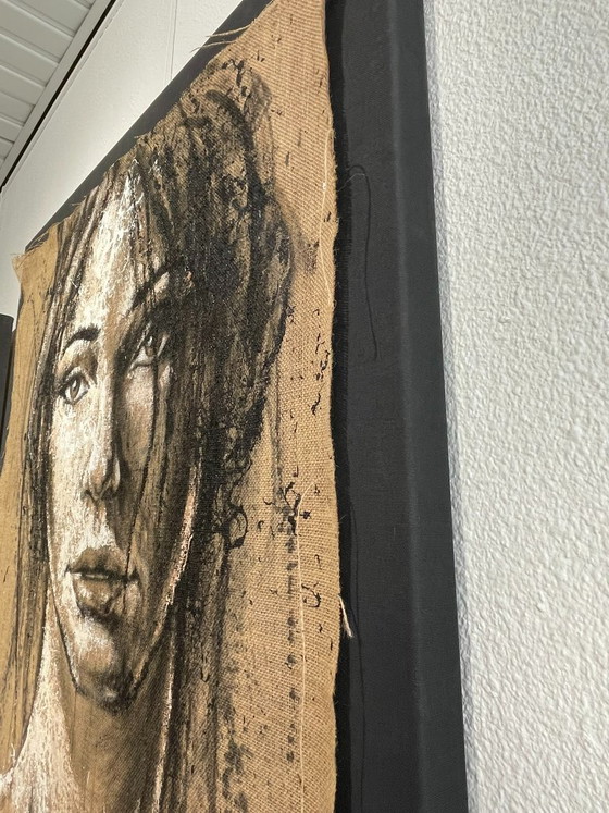 Image 1 of René Rikkelman - painting on jute on linen