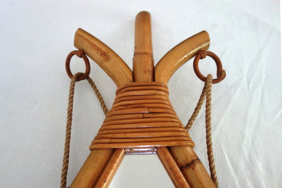 Image 1 of Specchio vintage in rattan di bambù