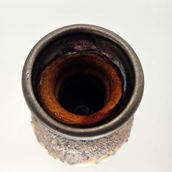 Image 1 of Vase Vintage West Germany Fohr Ceramic 70s 321-20 metallic glaze handle vase