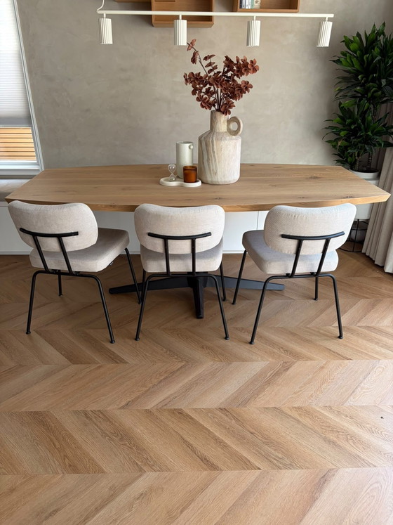 Table du sud table with 3 dining chairs As good as new – Dining set, Textile, Metal (photo 2 of 5)