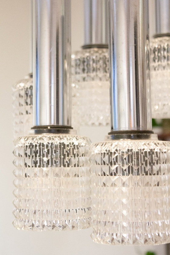 1960s cascade pendant lamp with 7 glass shades – Iron (photo 5 of 5)
