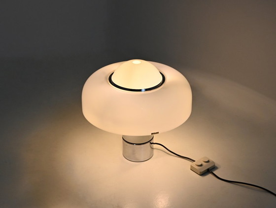 Lampe Brumbury de Luigi Massoni pour Harvey Guzzini, années 1970, Plastique, Chrome, Blanc, Space Age (photo 6 sur 13)