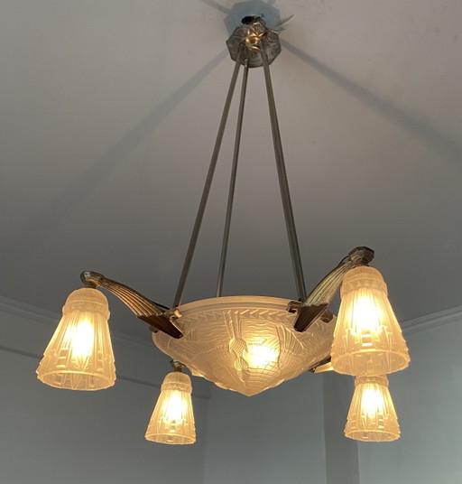 Lampada a sospensione Art Déco anni '20, prodotta in Francia.