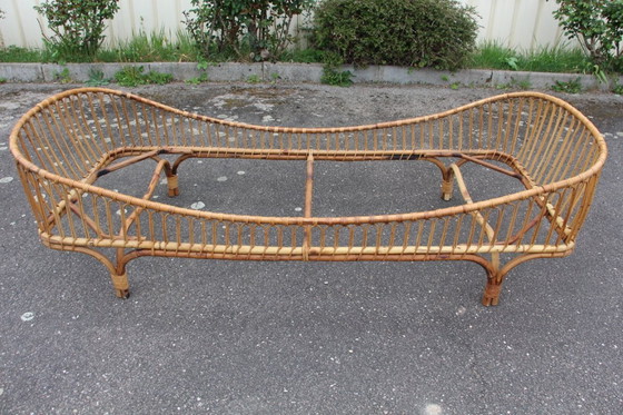 Image 1 of Vintage Italian rattan bed 1950/60's