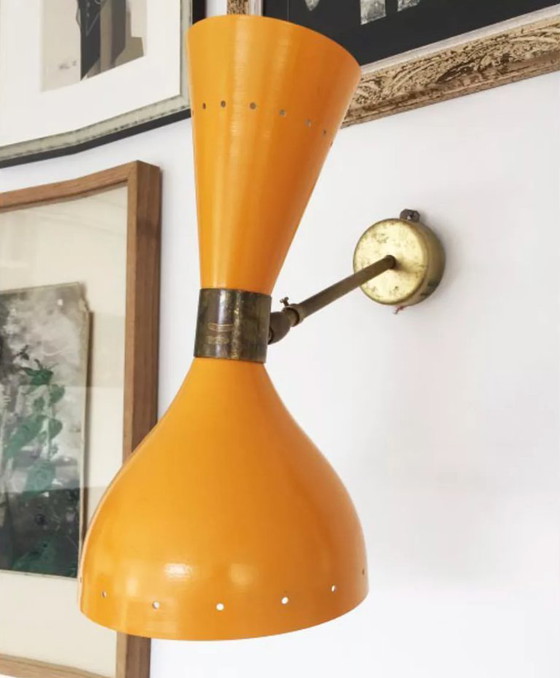 Image 1 of Coppia di grandi applique da parete italiane, design anni '50